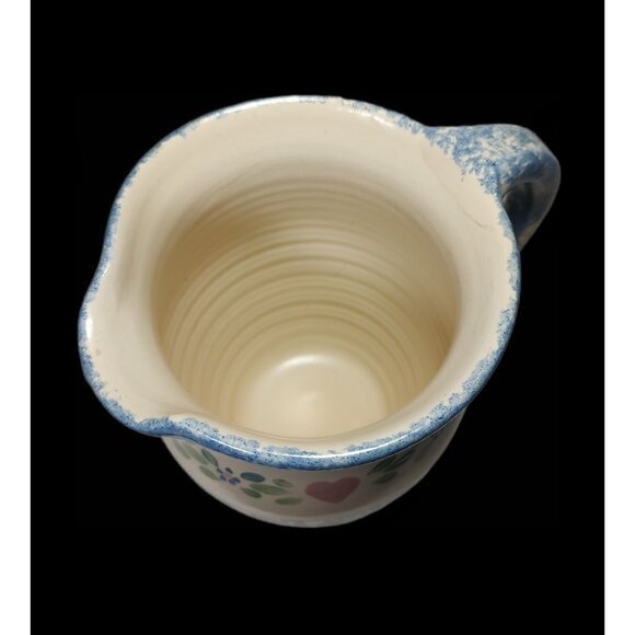 East Texas Pottery Heart & Blue Spongeware Pattern & Unbranded Rooster Pitcher - Picture 3 of 11